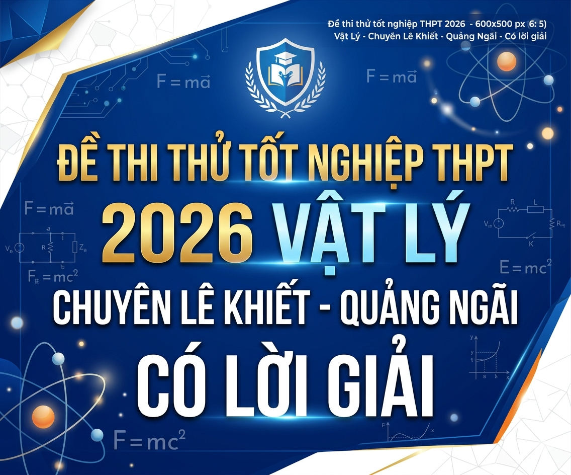 56. Đề thi thử tốt nghiệp THPT 2026 Vật Lý Chuyên Lê Khiết - Quảng Ngãi - Có lời giải